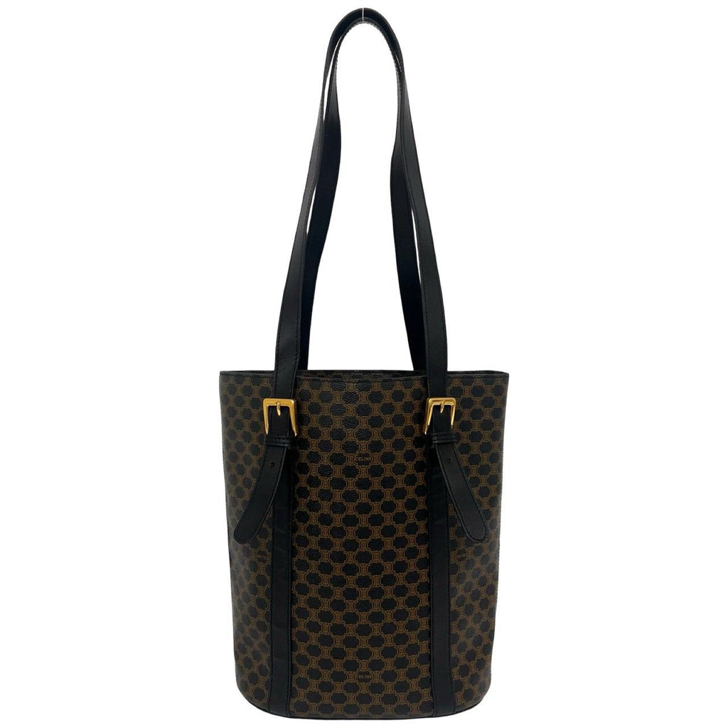 Celine Vintage Macadam Blason Triomphe Pattern Leather Shoulder Bag Tote Brown — view 3