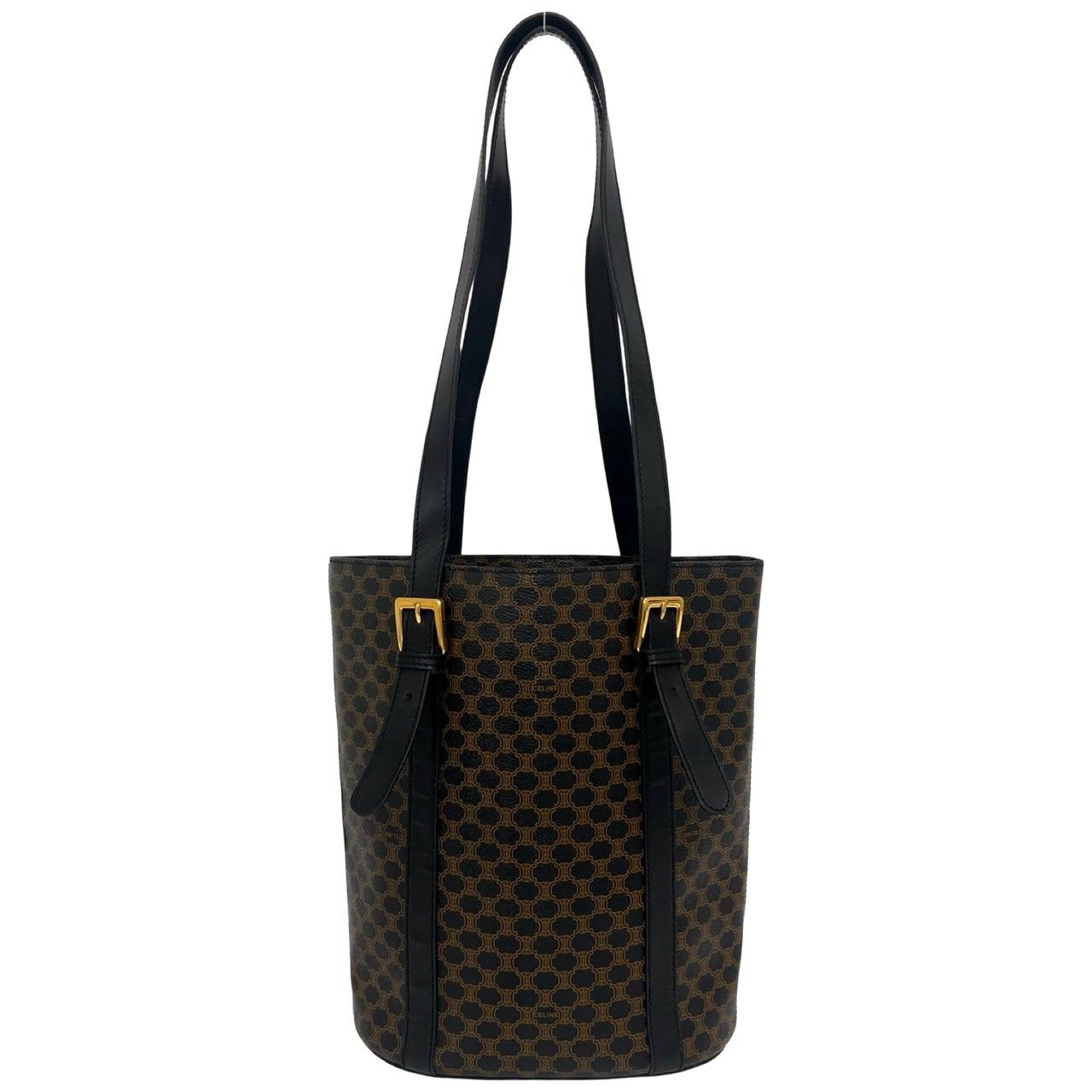 Celine Vintage Macadam Blason Triomphe Pattern Leather Shoulder Bag Tote Brown — view 3