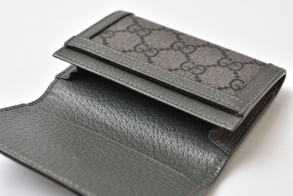 Gucci Bifold Card Case Business Ophidia GG Supreme Gray Wallet — view 8