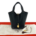 Hermes Picotin Lock PM Taurillon Clemence Leather Handle Tote Bag Black