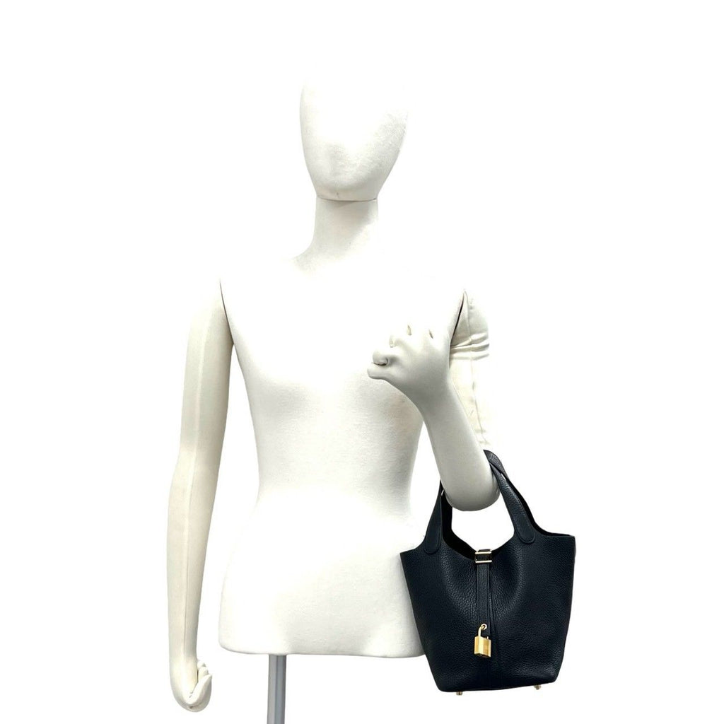 Hermes Picotin Lock PM Taurillon Clemence Leather Handle Tote Bag Black — view 2