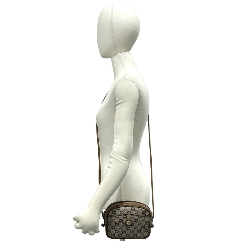 Gucci Vintage Plus Logo Leather Mini Shoulder Bag Pochette Brown — view 2