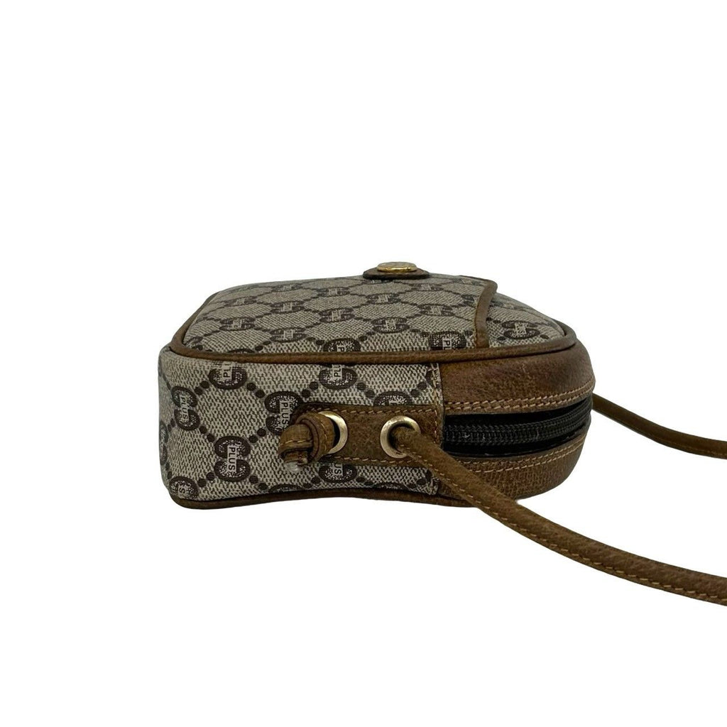 Gucci Vintage Plus Logo Leather Mini Shoulder Bag Pochette Brown — view 6