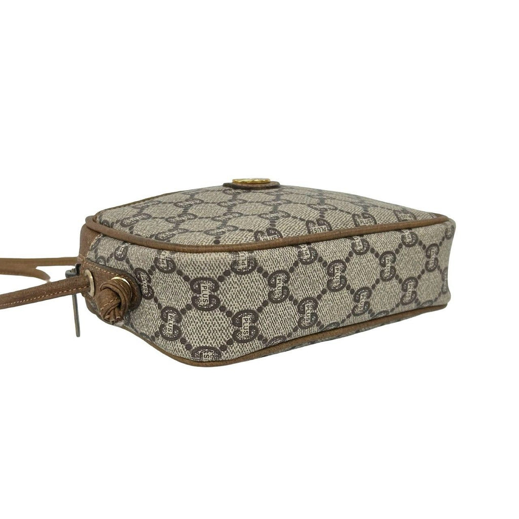 Gucci Vintage Plus Logo Leather Mini Shoulder Bag Pochette Brown — view 7