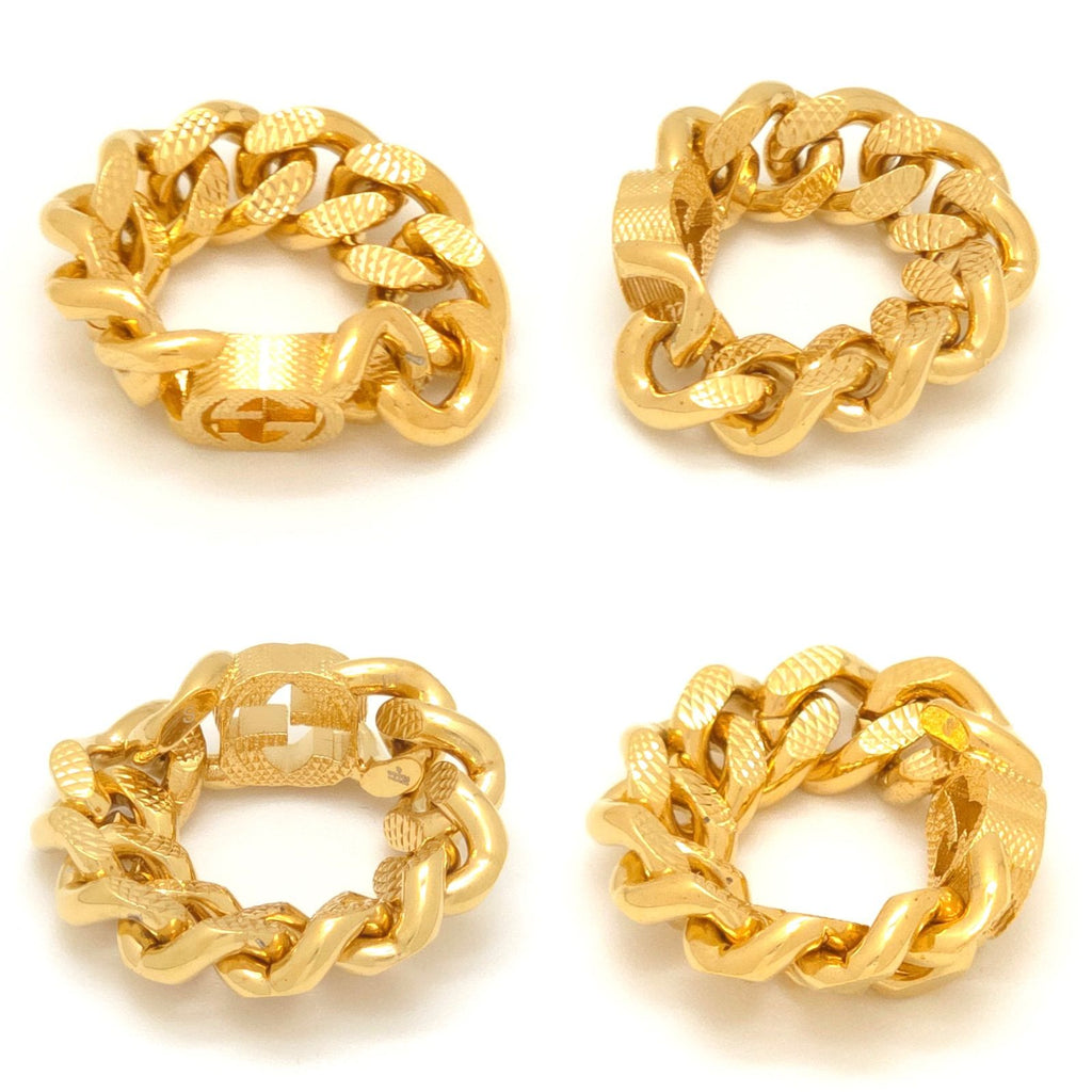 Gucci Interlocking Golmet Chain Ring S No 12 Gold Finish Metal Box Bag — view 3