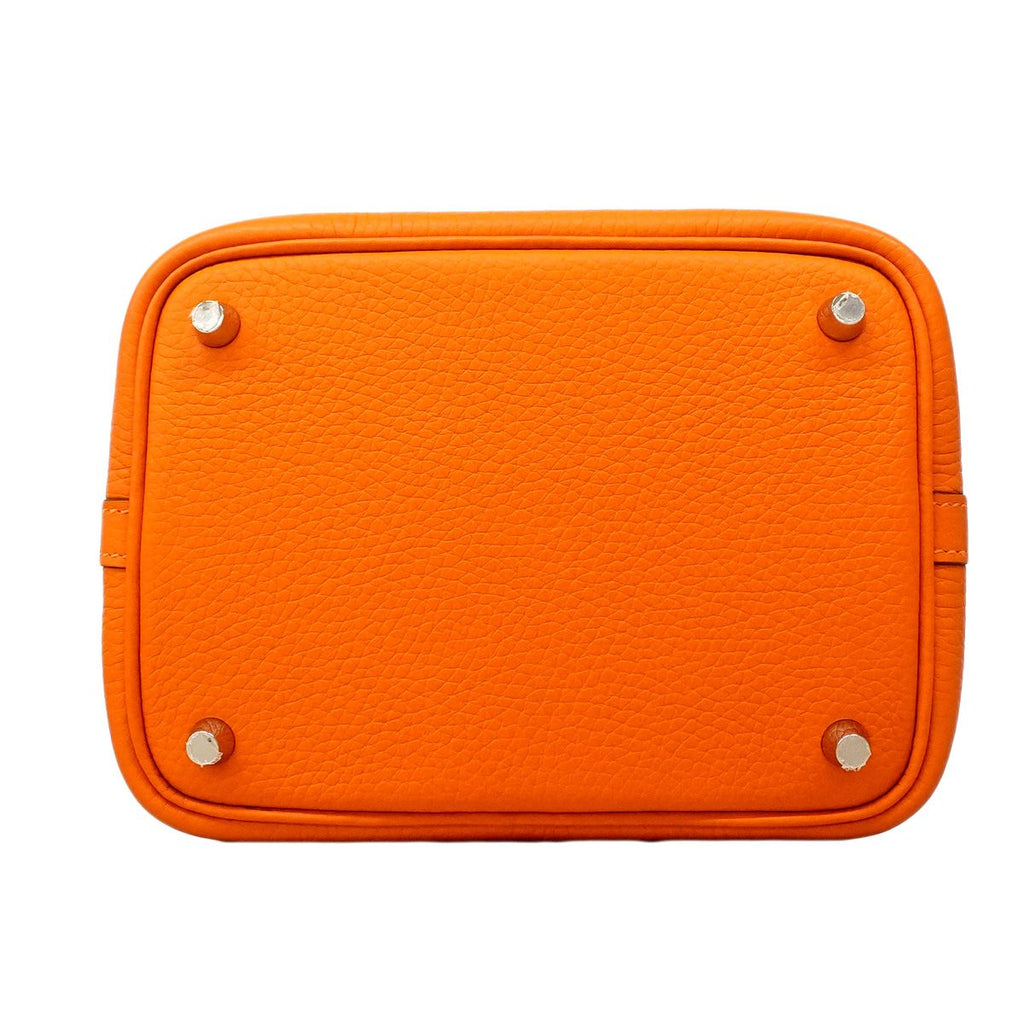 Hermes Picotin Lock PM Taurillon Clemence Orange Silver Handbag — view 3
