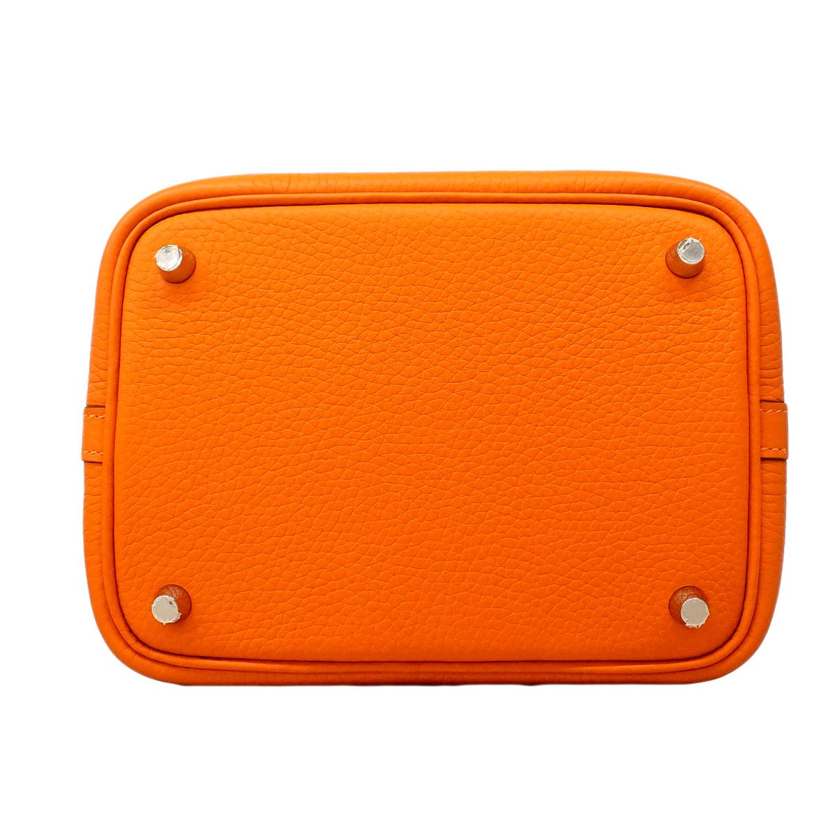 Hermes Picotin Lock PM Taurillon Clemence Orange Silver Handbag — view 3