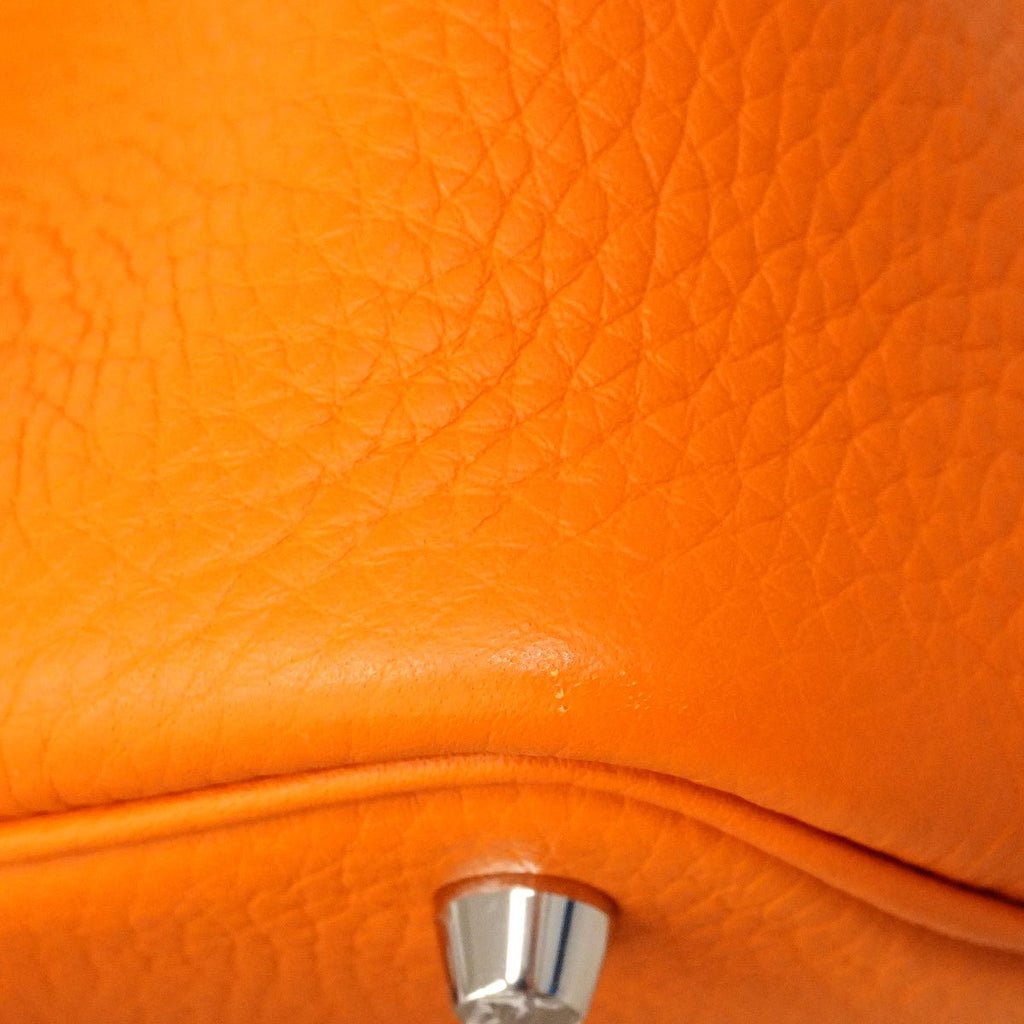 Hermes Picotin Lock PM Taurillon Clemence Orange Silver Handbag — view 6