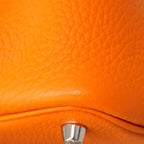 Hermes Picotin Lock PM Taurillon Clemence Orange Silver Handbag — view 6