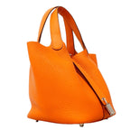 Hermes Picotin Lock PM Taurillon Clemence Orange Silver Handbag — view 2