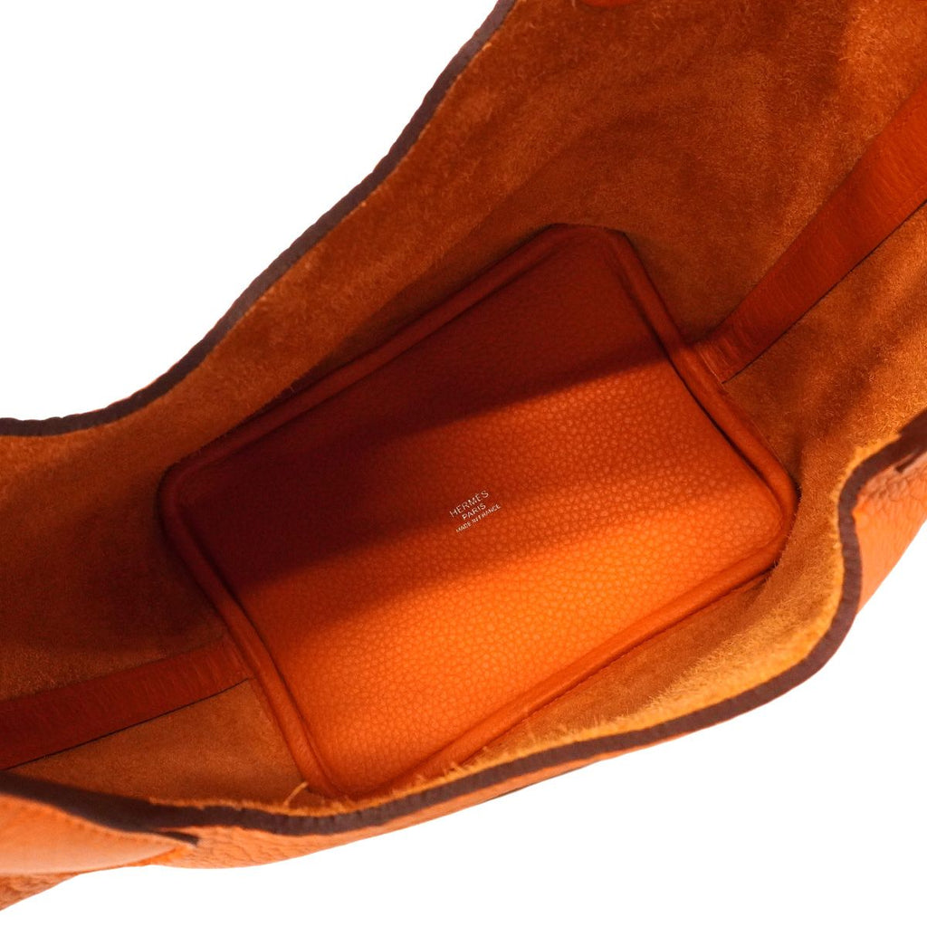 Hermes Picotin Lock PM Taurillon Clemence Orange Silver Handbag — view 4