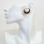 Chanel Earrings Vintage CC Logo Tortoiseshell Pattern Round — view 5