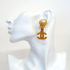 Chanel Earrings Vintage CC Logo Gold Plated Faux Pearl — view 5