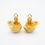 Chanel Earrings Vintage CC Logo Gold Plated Faux Pearl — view 7