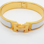 Hermes Bangle Clic Clac PM Gold Plated White Bracelet — view 4