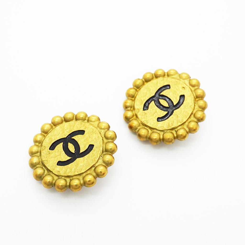 Chanel Earrings Vintage CC Logo Gold Plated — view 2