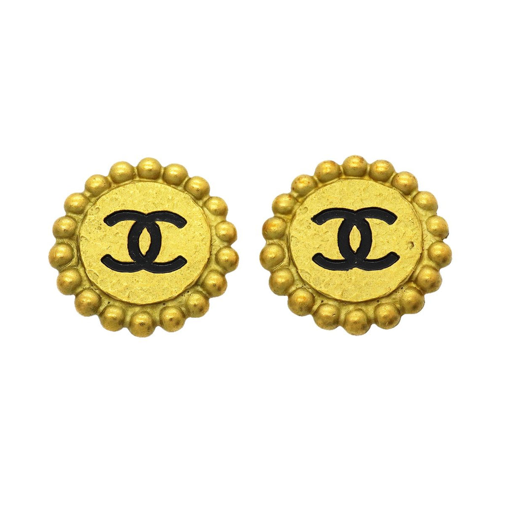 Chanel Earrings Vintage CC Logo Gold Plated
