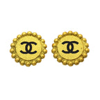 Chanel Earrings Vintage CC Logo Gold Plated