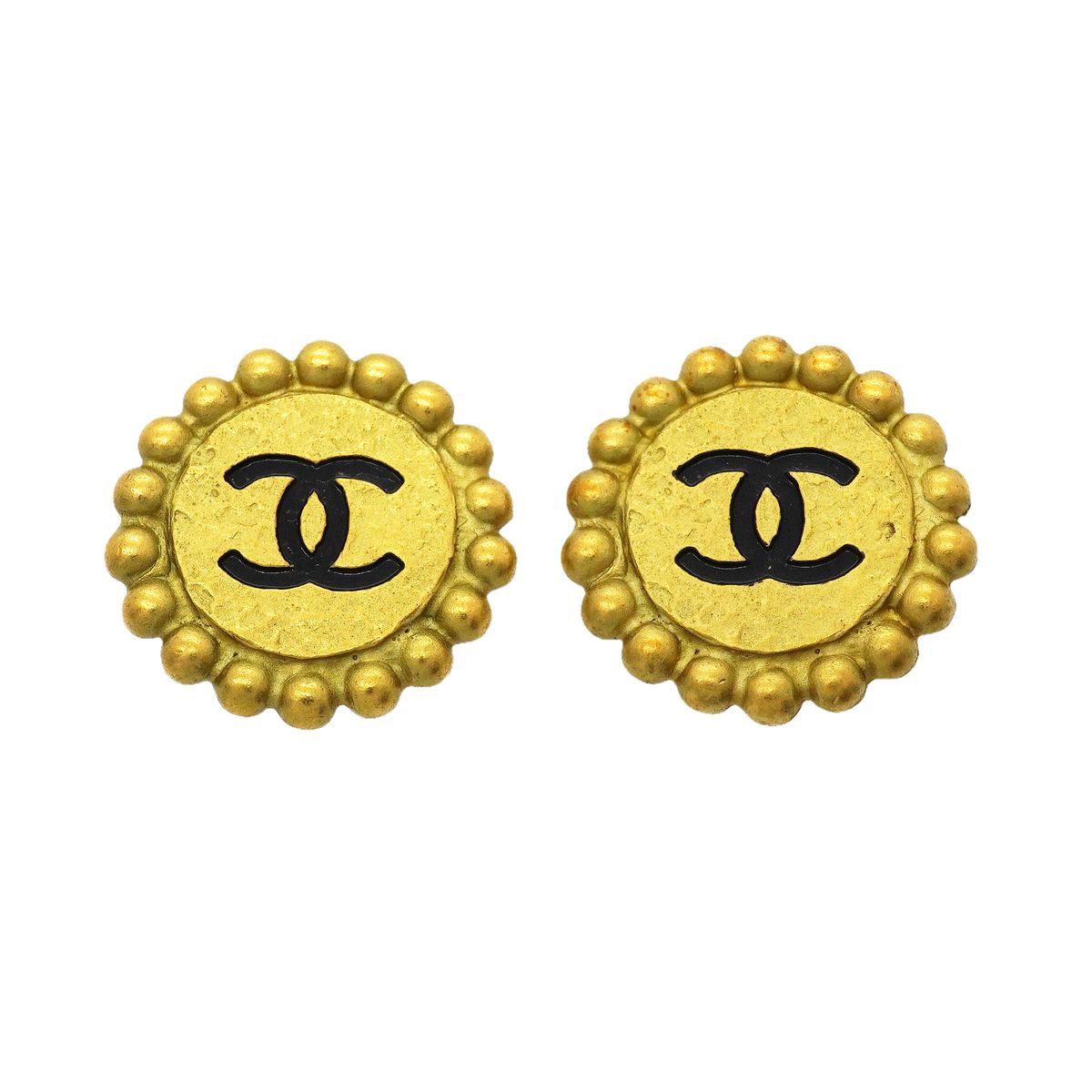 Chanel Earrings Vintage CC Logo Gold Plated