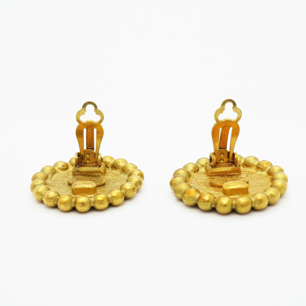 Chanel Earrings Vintage CC Logo Gold Plated — view 6