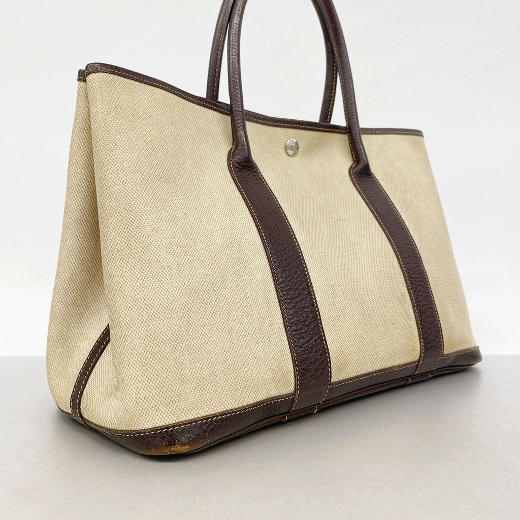Hermes Tote Bag Garden Party PM Toile Ash Brown Silver — view 2