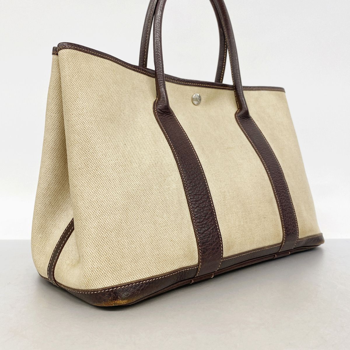 Hermes Tote Bag Garden Party PM Toile Ash Brown Silver — view 2