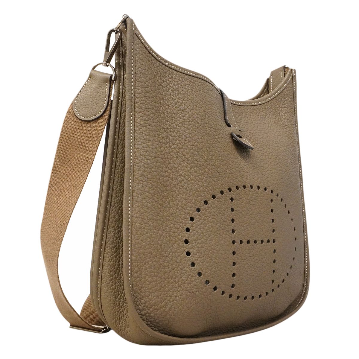 Hermes Shoulder Bag Evelyne Taurillon Clemence Etoupe Silver — view 2