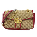 Gucci Shoulder Bag GG Canvas Marmont Beige Red Gold