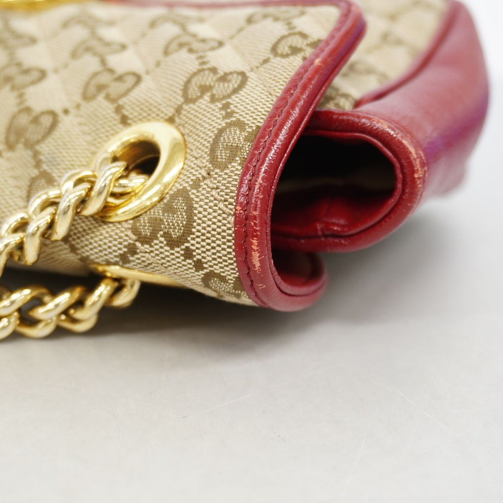 Gucci Shoulder Bag GG Canvas Marmont Beige Red Gold — view 8