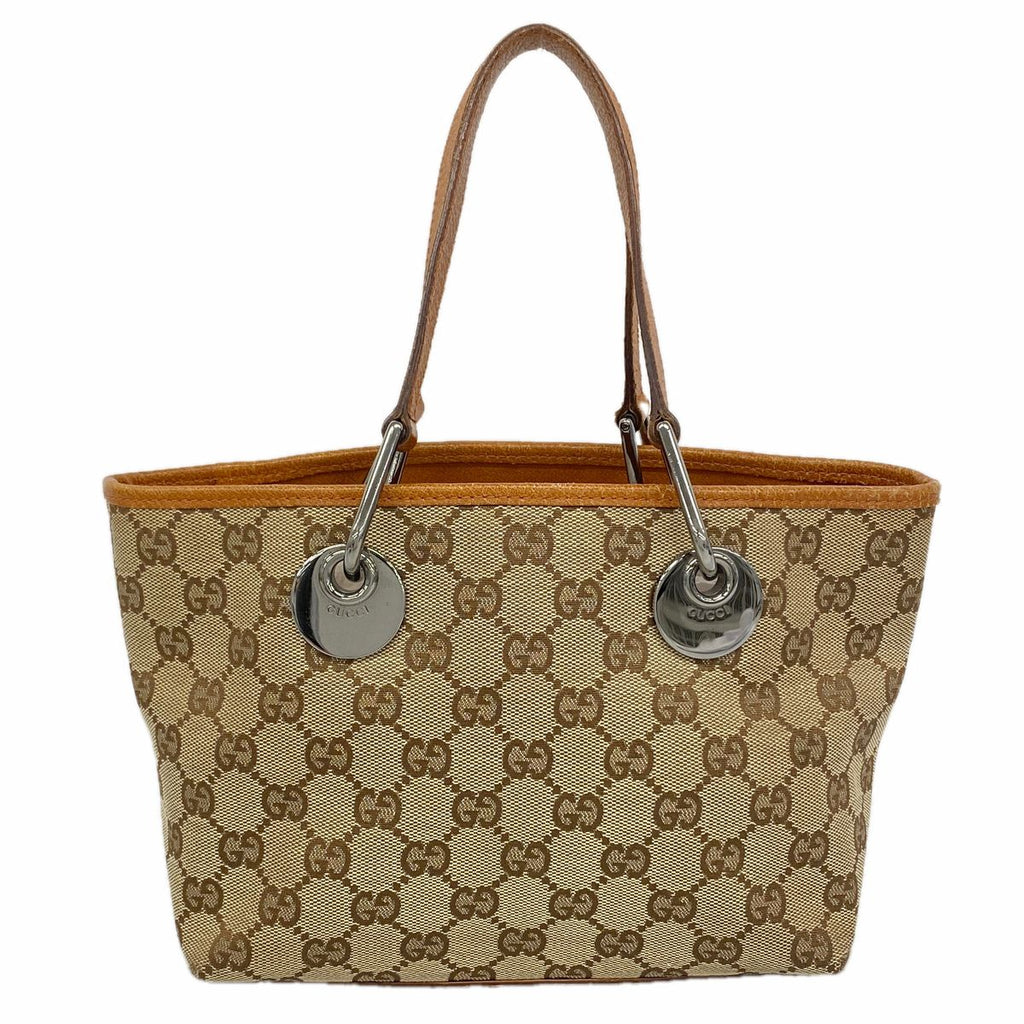 Gucci GG Canvas Beige Silver Handbag