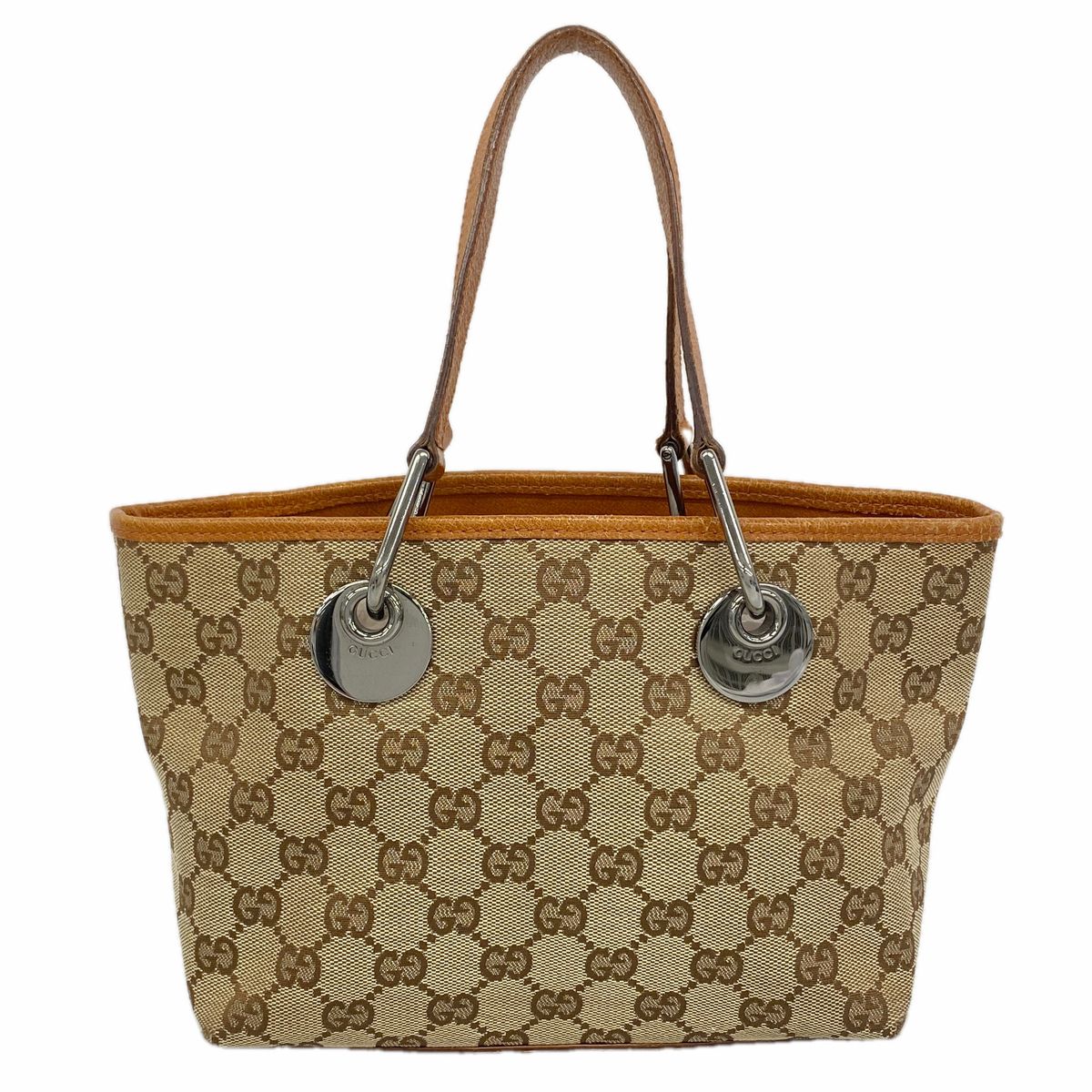 Gucci GG Canvas Beige Silver Handbag