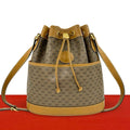 Gucci Vintage Micro GG Pattern Logo Leather Drawstring Shoulder Bag Brown