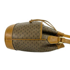 Gucci Vintage Micro GG Pattern Logo Leather Drawstring Shoulder Bag Brown — view 6