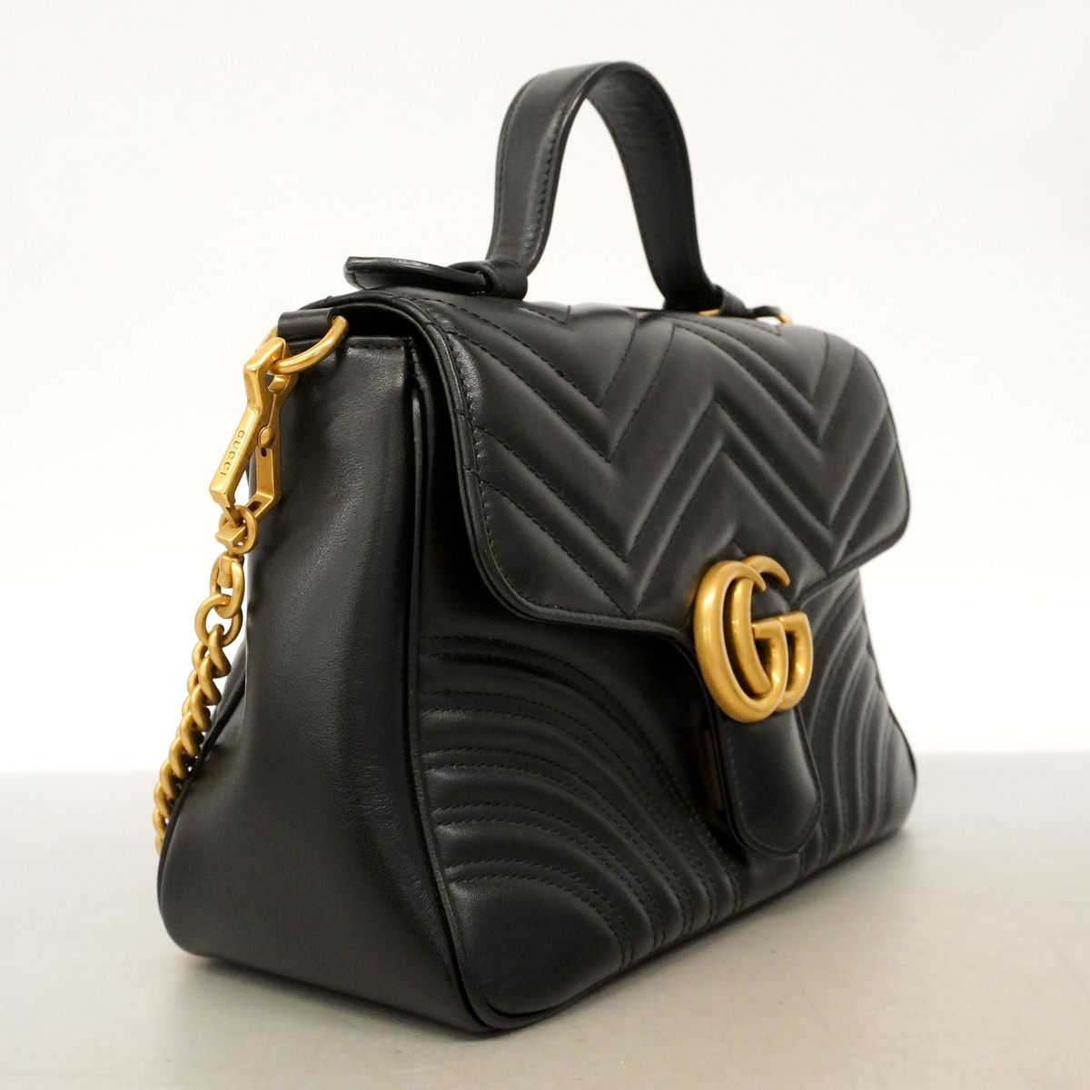 Gucci GG Marmont Leather Black Gold 2-Way Bag — view 2