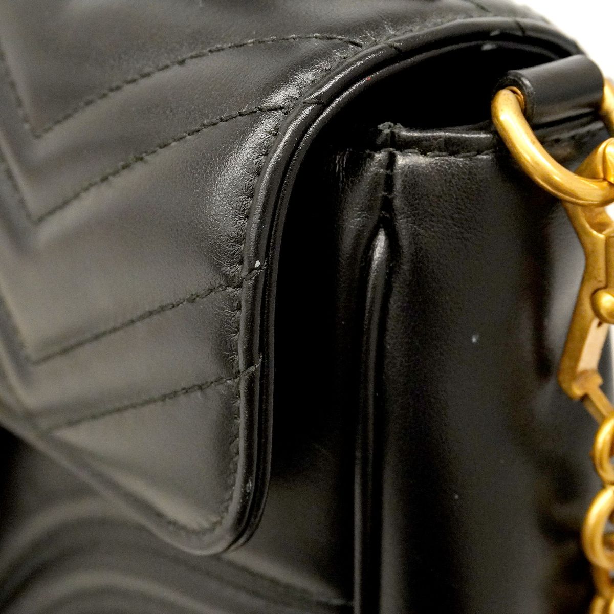 Gucci GG Marmont Leather Black Gold 2-Way Bag — view 6