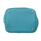 Hermes Picotin Lock MM Taurillon Clemence Blue Jean Silver Handbag — view 3