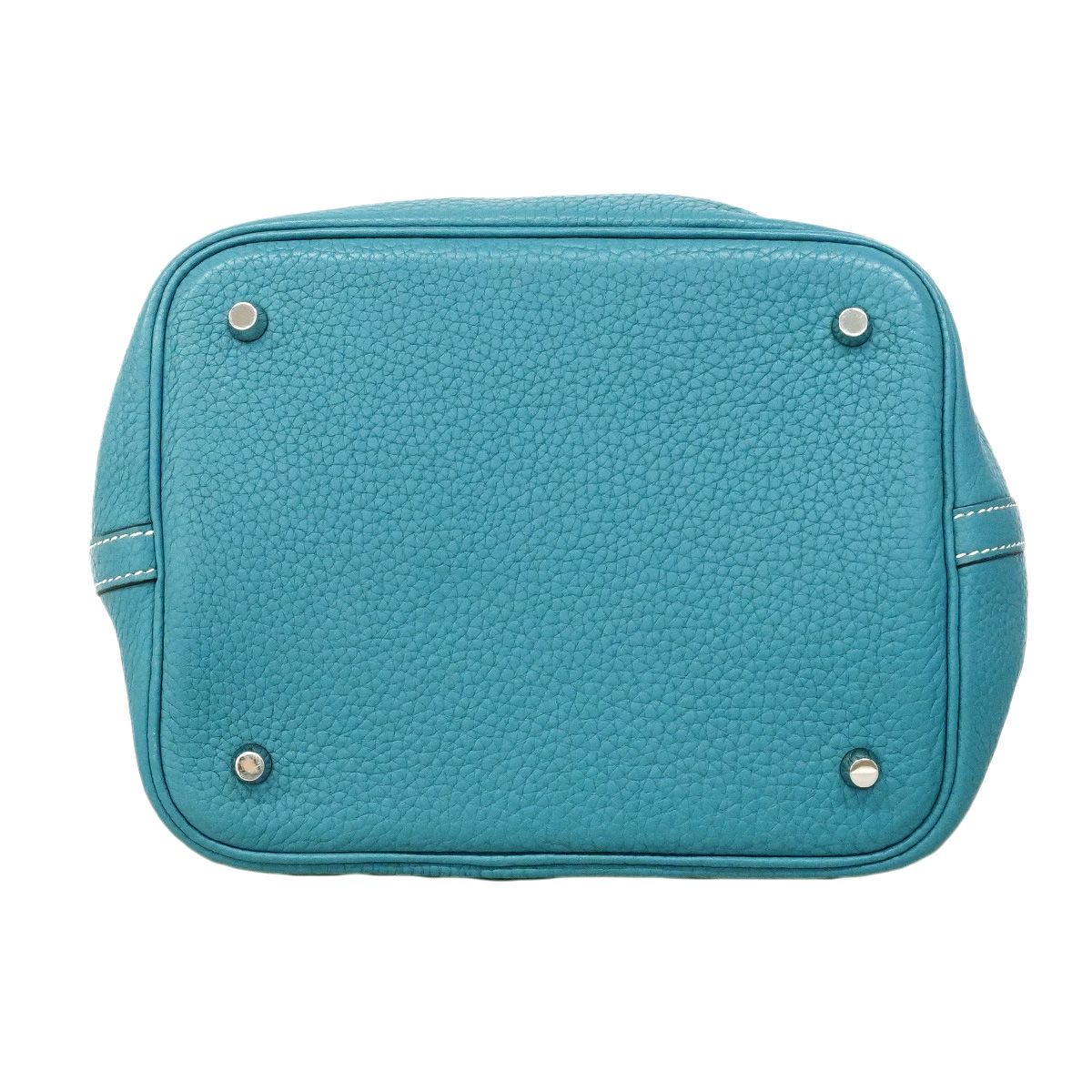 Hermes Picotin Lock MM Taurillon Clemence Blue Jean Silver Handbag — view 3