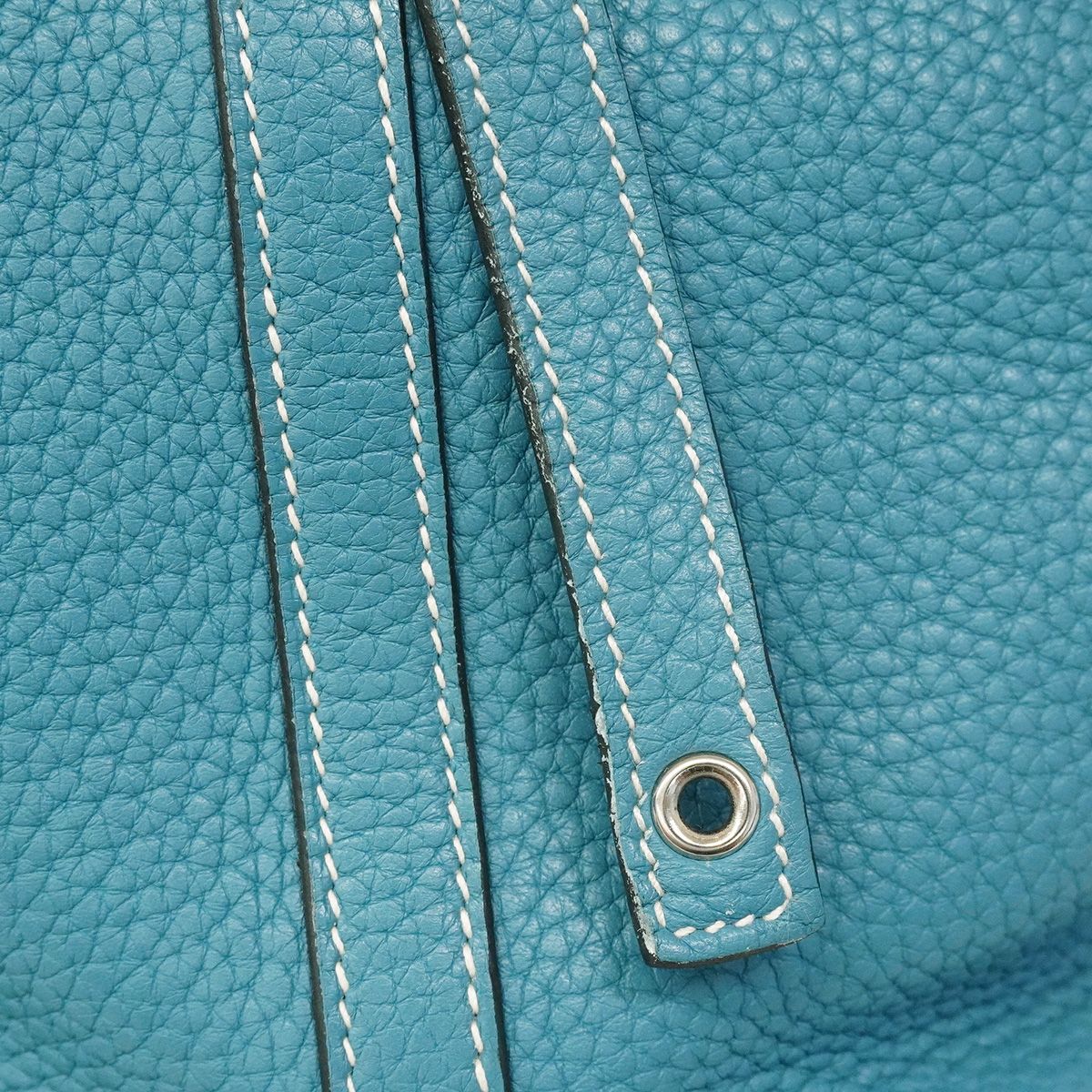 Hermes Picotin Lock MM Taurillon Clemence Blue Jean Silver Handbag — view 7
