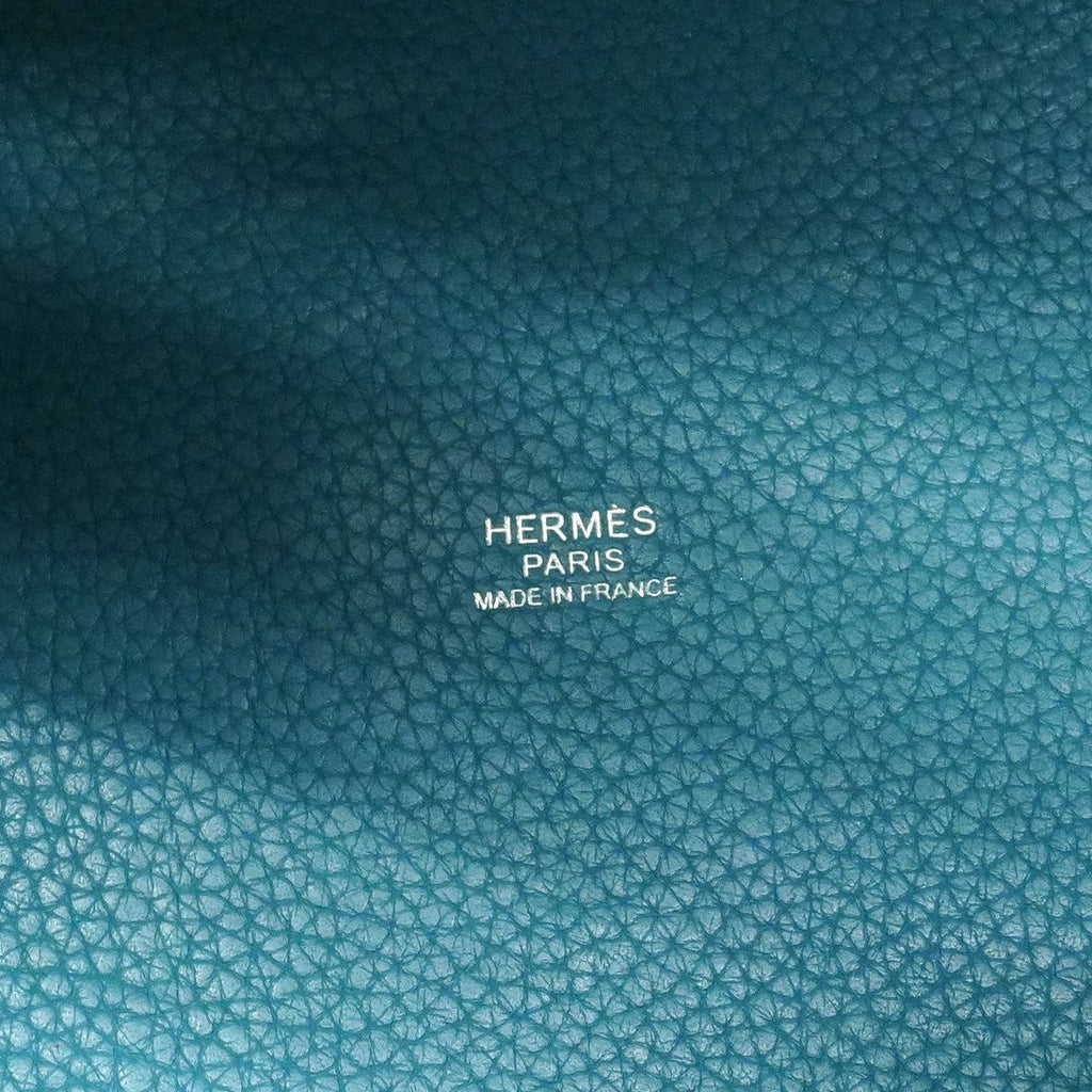 Hermes Picotin Lock MM Taurillon Clemence Blue Jean Silver Handbag — view 5