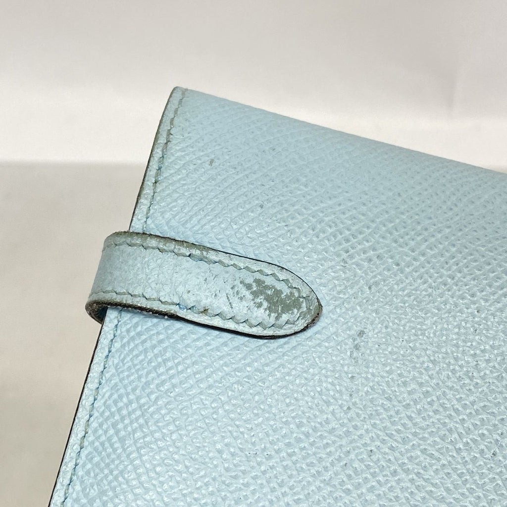 Hermes Wallet Kelly Veau Epsom Blue Zephyr Silver — view 6