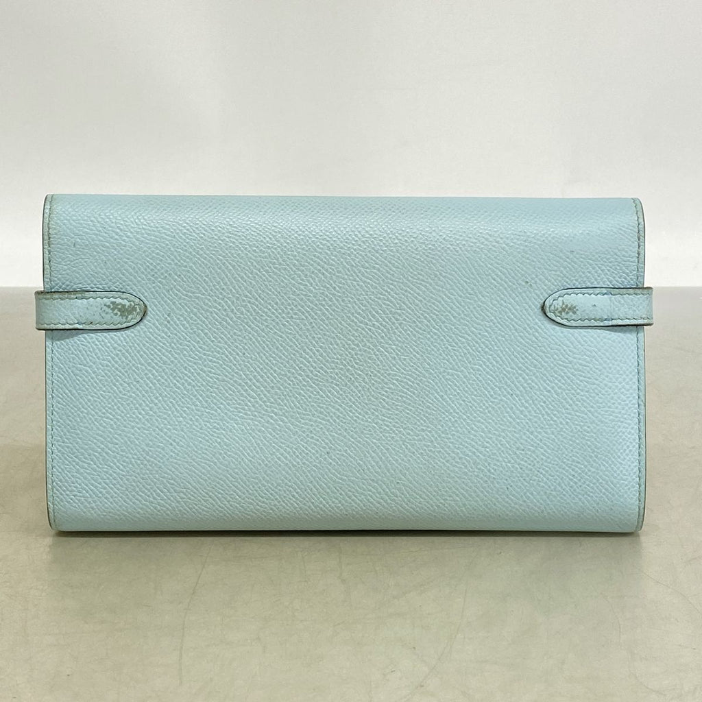 Hermes Wallet Kelly Veau Epsom Blue Zephyr Silver — view 8