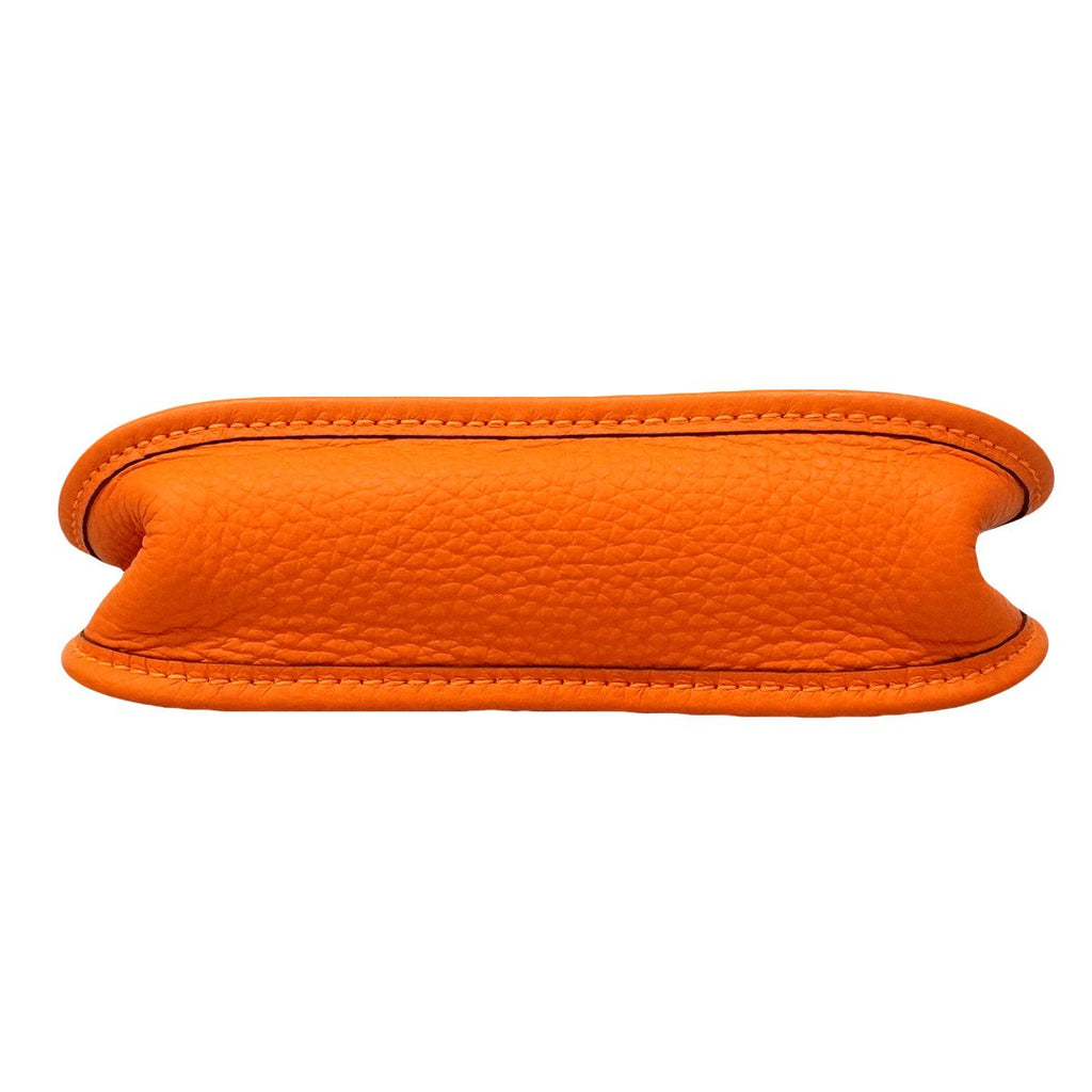 Hermes Shoulder Bag Evelyne TPM Taurillon Clemence Orange Silver — view 3