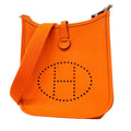 Hermes Shoulder Bag Evelyne TPM Taurillon Clemence Orange Silver