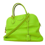Hermes Bolide 35 Taurillon Clemence Apple Green Gold 2-Way Bag