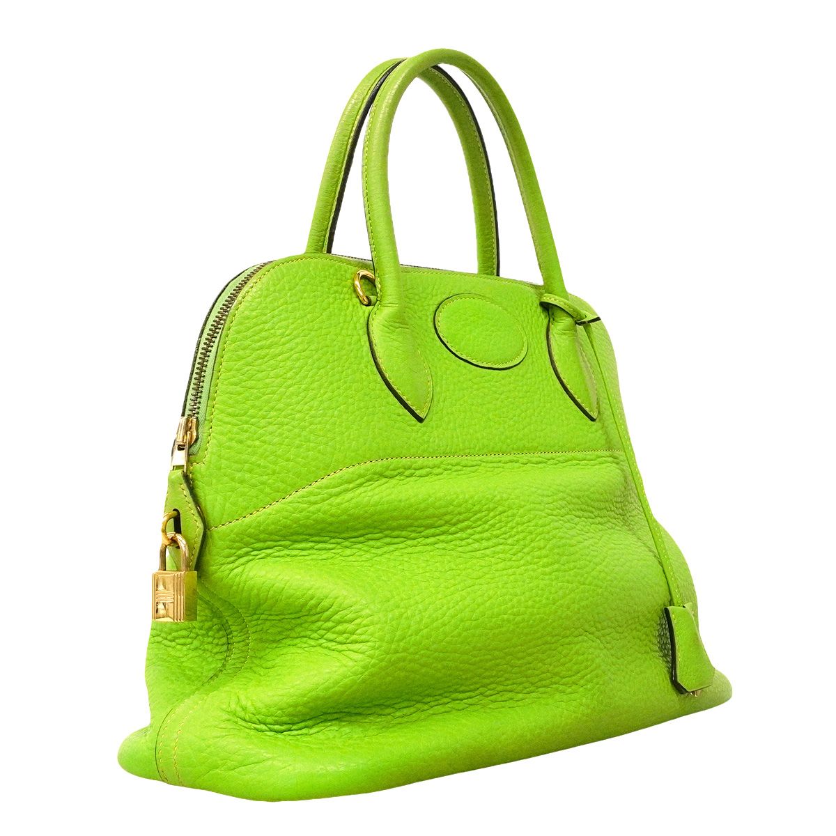 Hermes Bolide 35 Taurillon Clemence Apple Green Gold 2-Way Bag — view 2