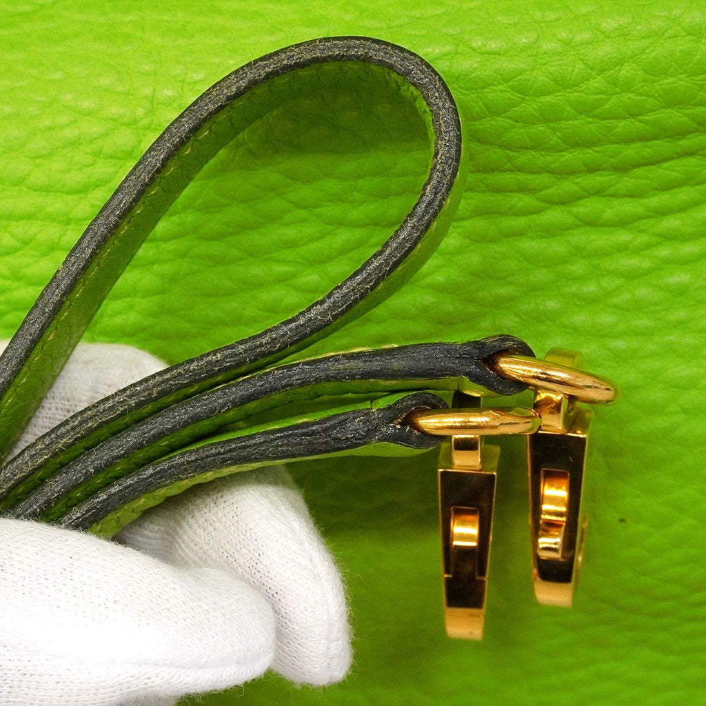 Hermes Bolide 35 Taurillon Clemence Apple Green Gold 2-Way Bag — view 7