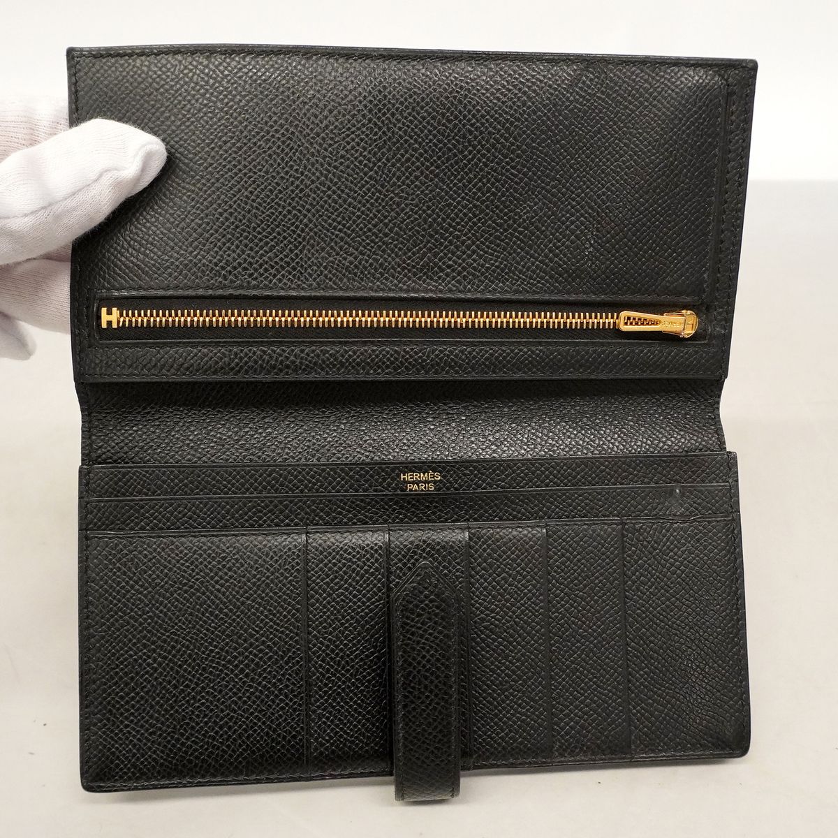 Hermes Wallet Bearn Souffle Veau Epsom Black Gold — view 4