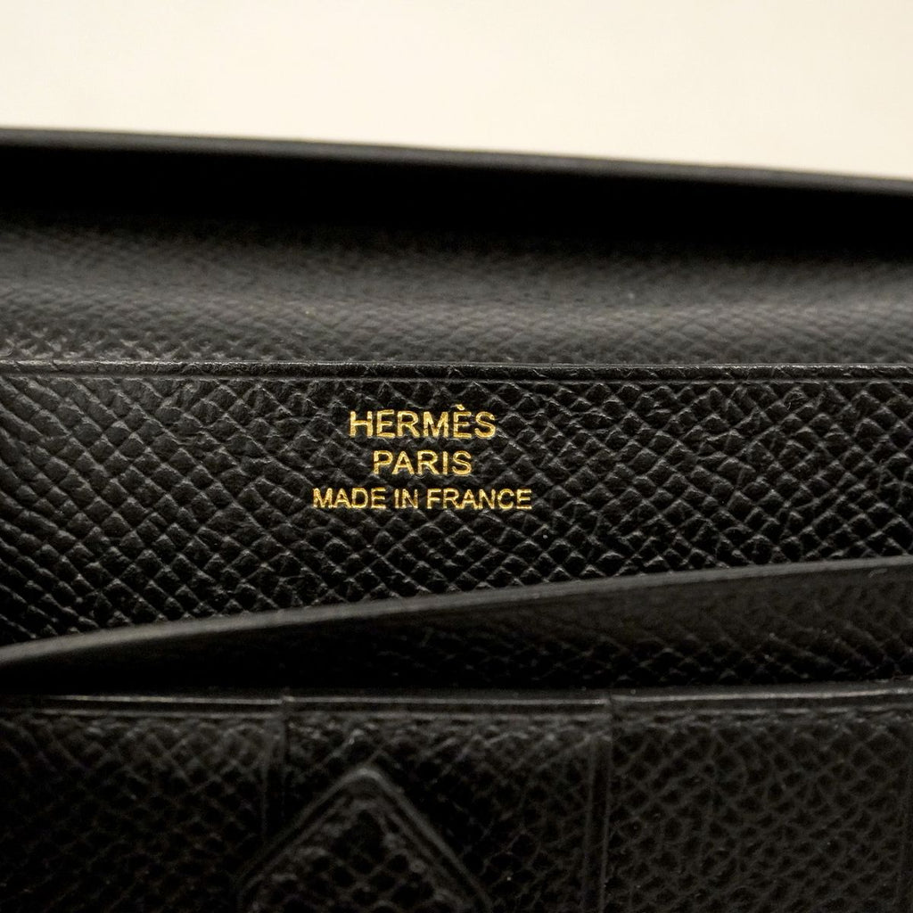 Hermes Wallet Bearn Souffle Veau Epsom Black Gold — view 5