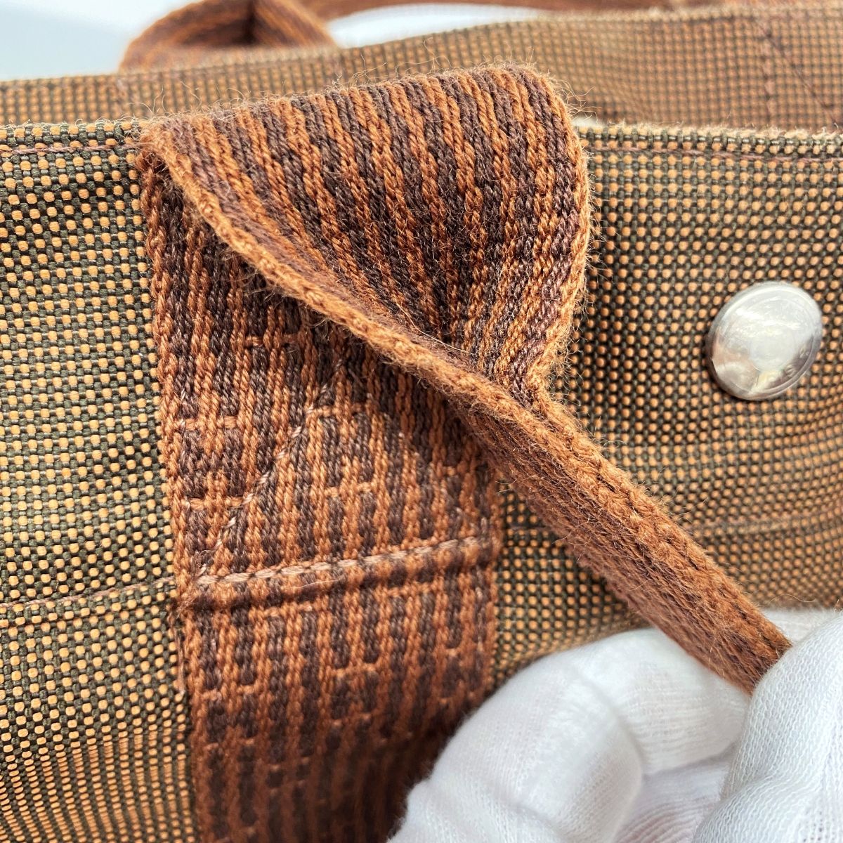 Hermes Tote Bag Her Line PM Nylon Brown Silver — view 7