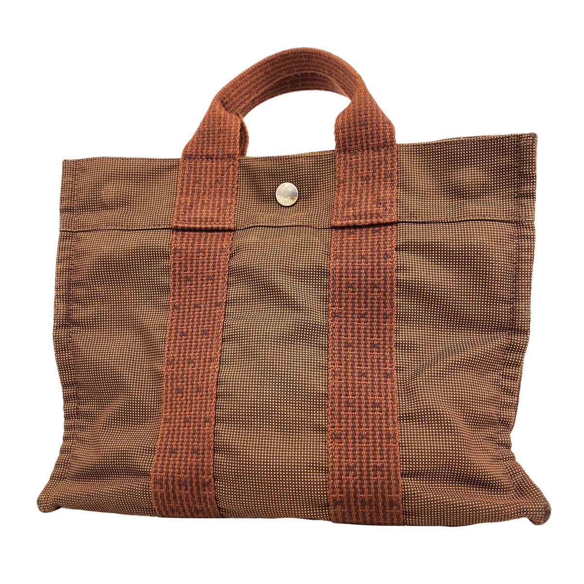 Hermes Tote Bag Her Line PM Nylon Brown Silver